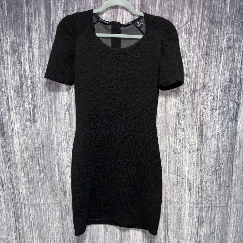 Maison Scotch Rendez vous Black Textured‎ Short Sleeve Dress Women Size 1/Small